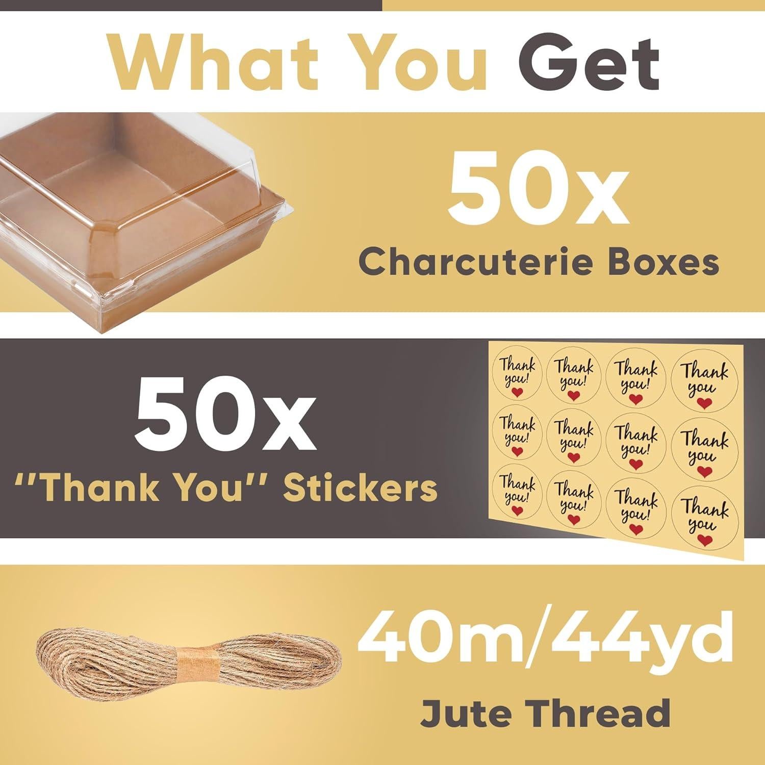 Paquete de 50 Cajas de Charcutería Leafiew 5" Resistentes