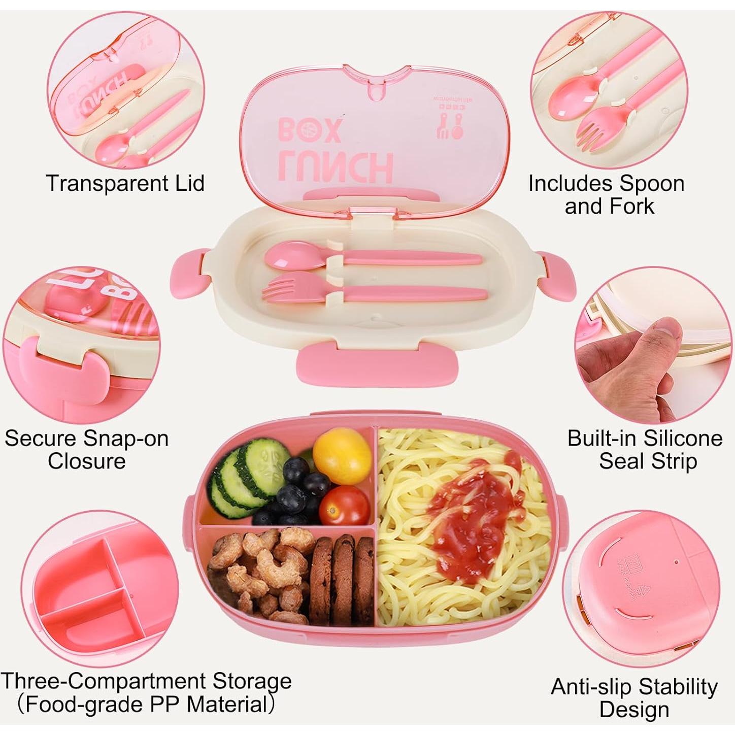 Caja Bento Rosa SAYAPE 850ml 3 Compartimentos Apta Microondas