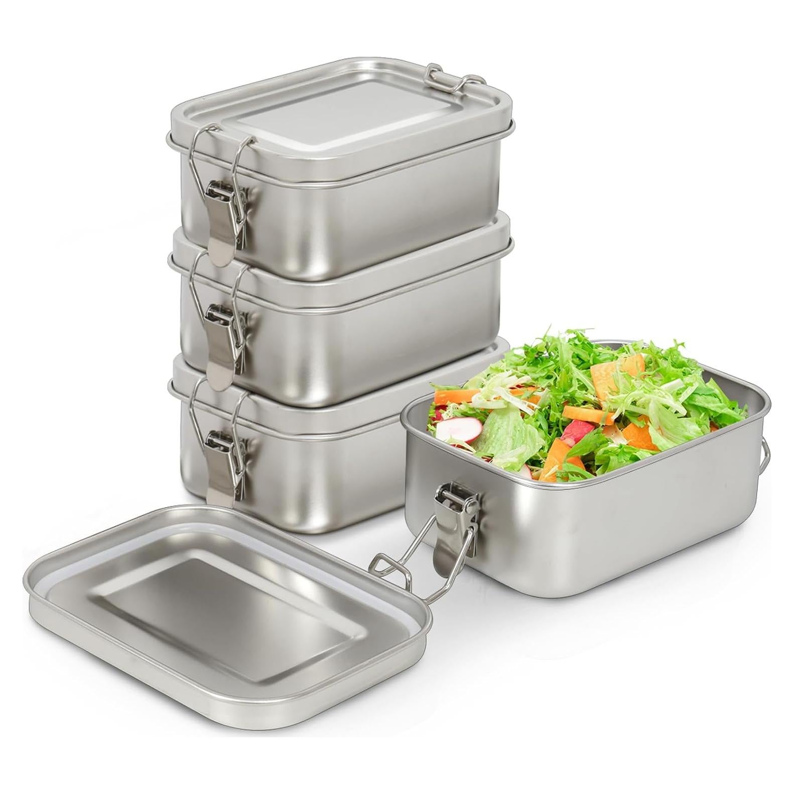 Cajas de Almuerzo Bento de Acero Inoxidable LEEPENK 4 Pcs 550ml