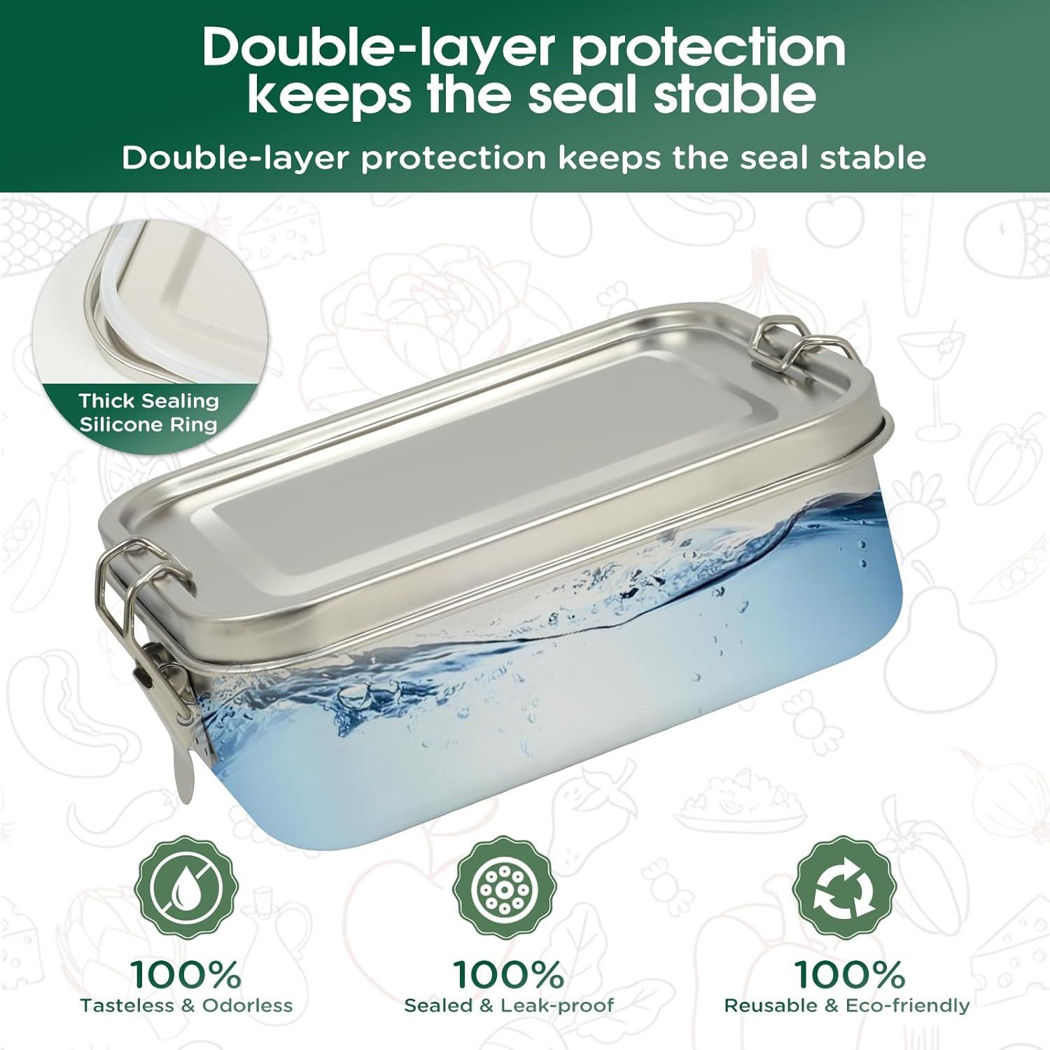 Cajas de Almuerzo Bento de Acero Inoxidable LEEPENK 4 Pcs 550ml