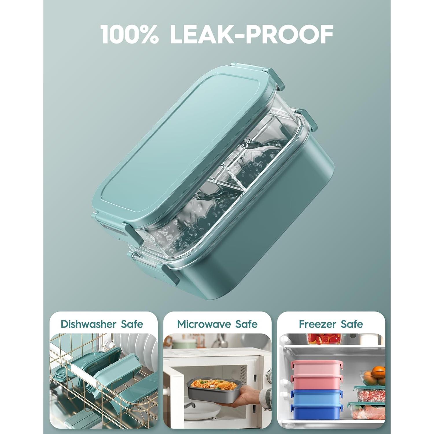 Caja de Almuerzo Bento KEMETHY Verde 3 Niveles 2190ml Hermética