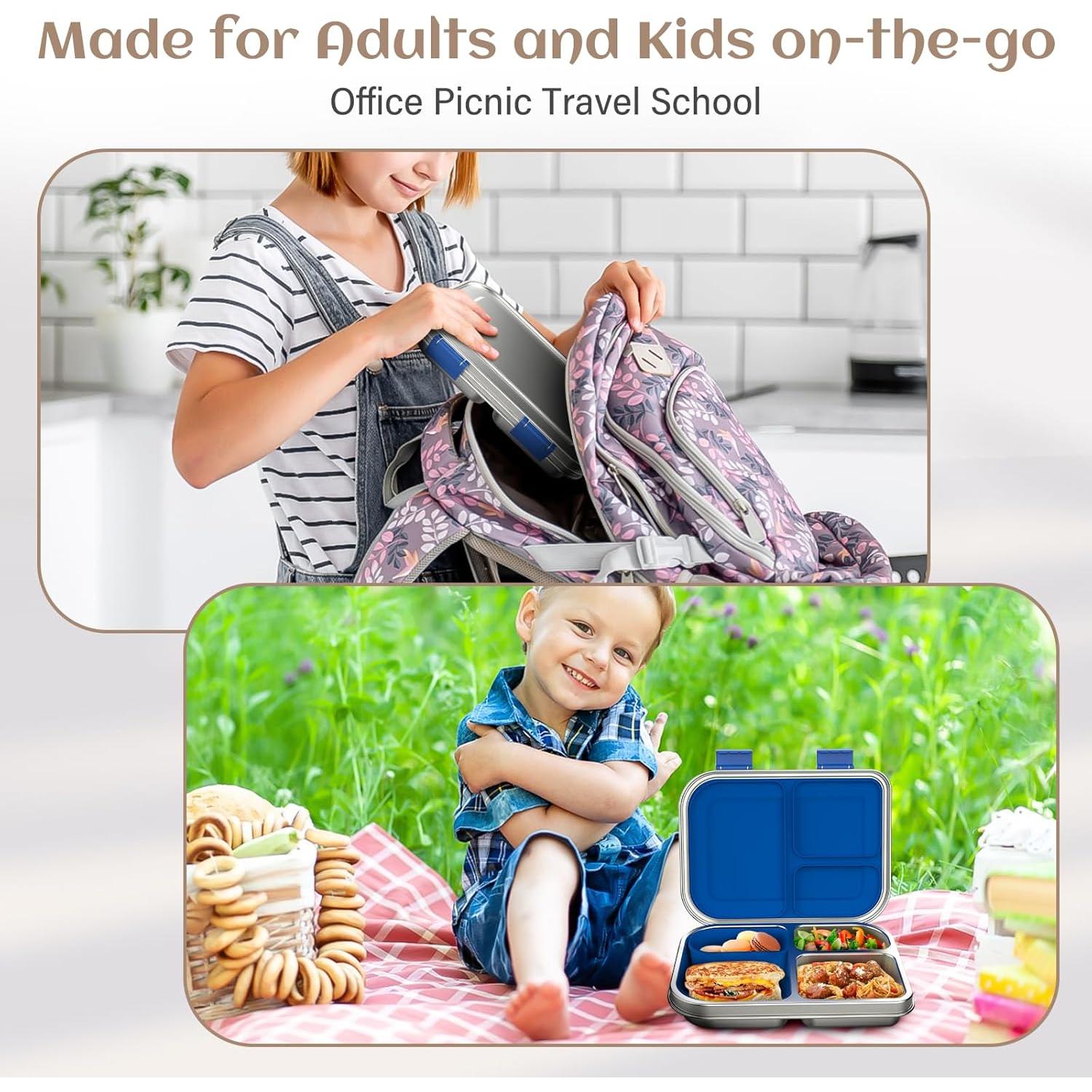 Caja Bento Acero Inoxidable BABHAMNESS 900ml 3 Compartimentos Azul