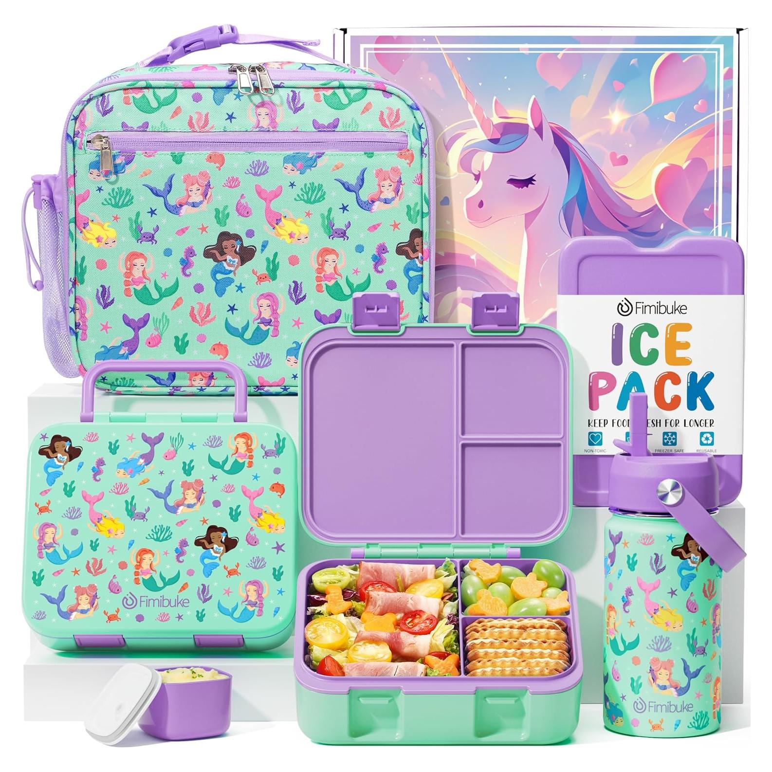 Set Bento Fimibuke para Niños - 6 Piezas, Aislado, 3 Compartimentos