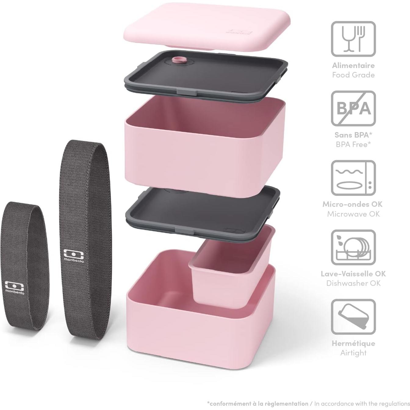 Caja Bento Grande Monbento MB Square Rosa Litchi 850ml