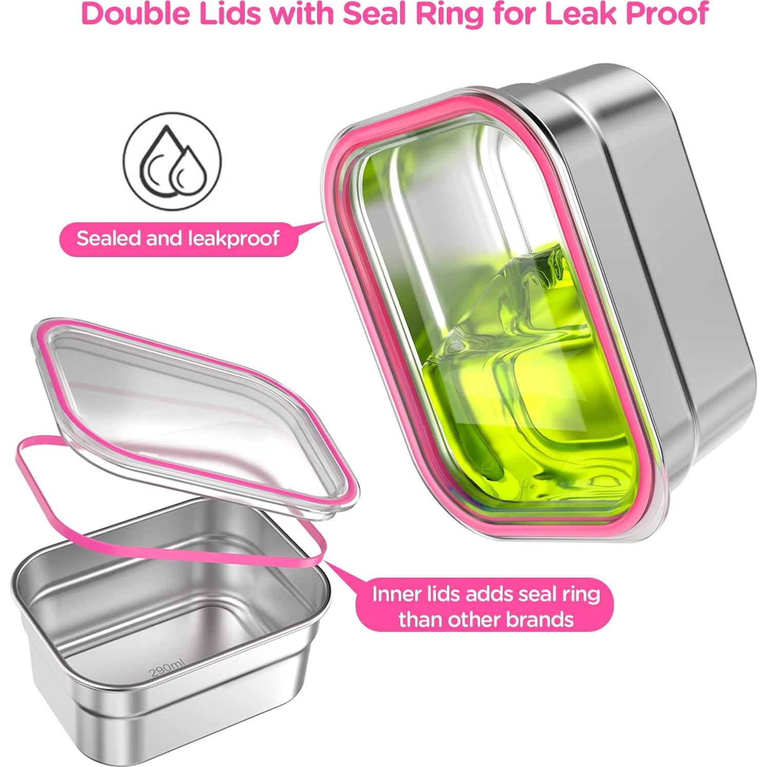 Caja de Almuerzo de Acero Inoxidable DaCool Rosa 5 Compartimentos