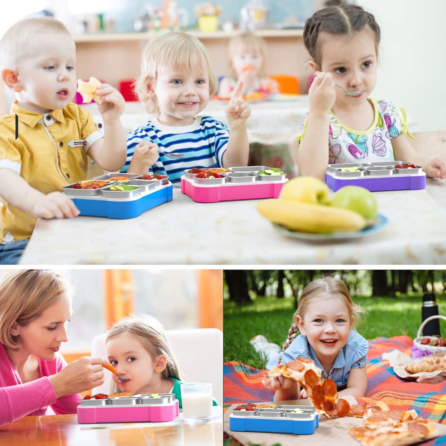 Caja de Almuerzo de Acero Inoxidable DaCool Rosa 5 Compartimentos