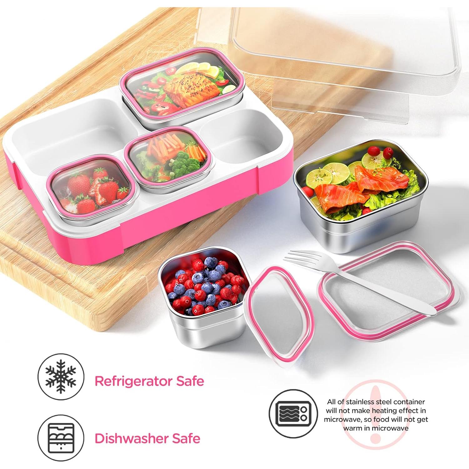 Caja de Almuerzo de Acero Inoxidable DaCool Rosa 5 Compartimentos