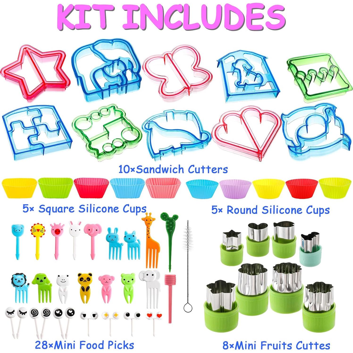 Juego de Cortadores de Sándwich Mezchi 56 Pcs para Niños