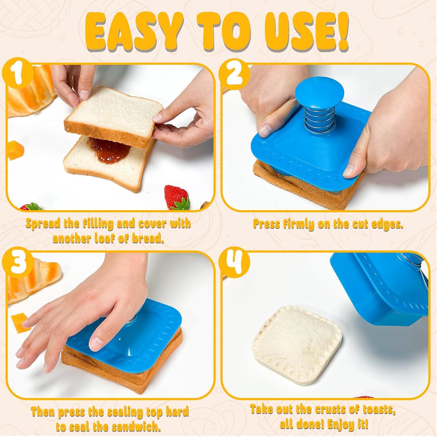Cortador y Sellador de Sándwiches Cuadrado Azul - Fácil de Usar