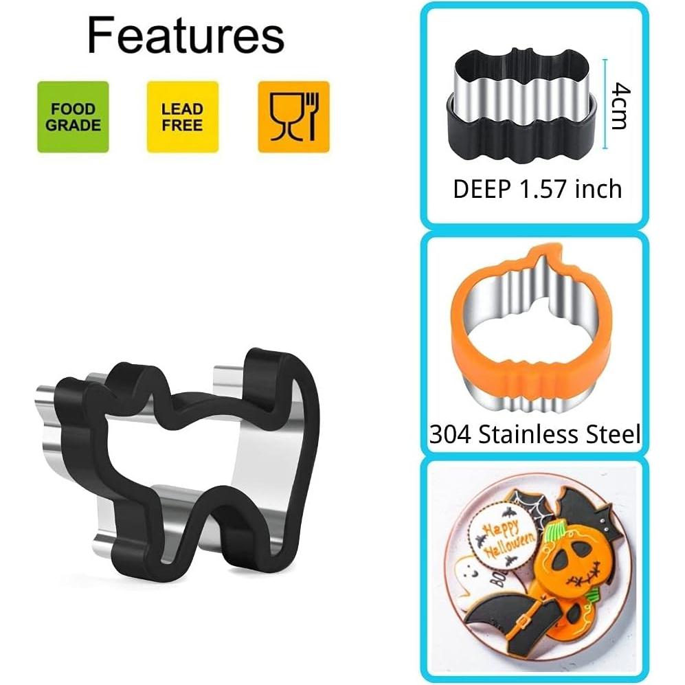 Cortadores de Galletas Halloween Crethinkaty 5 Piezas Acero Inoxidable