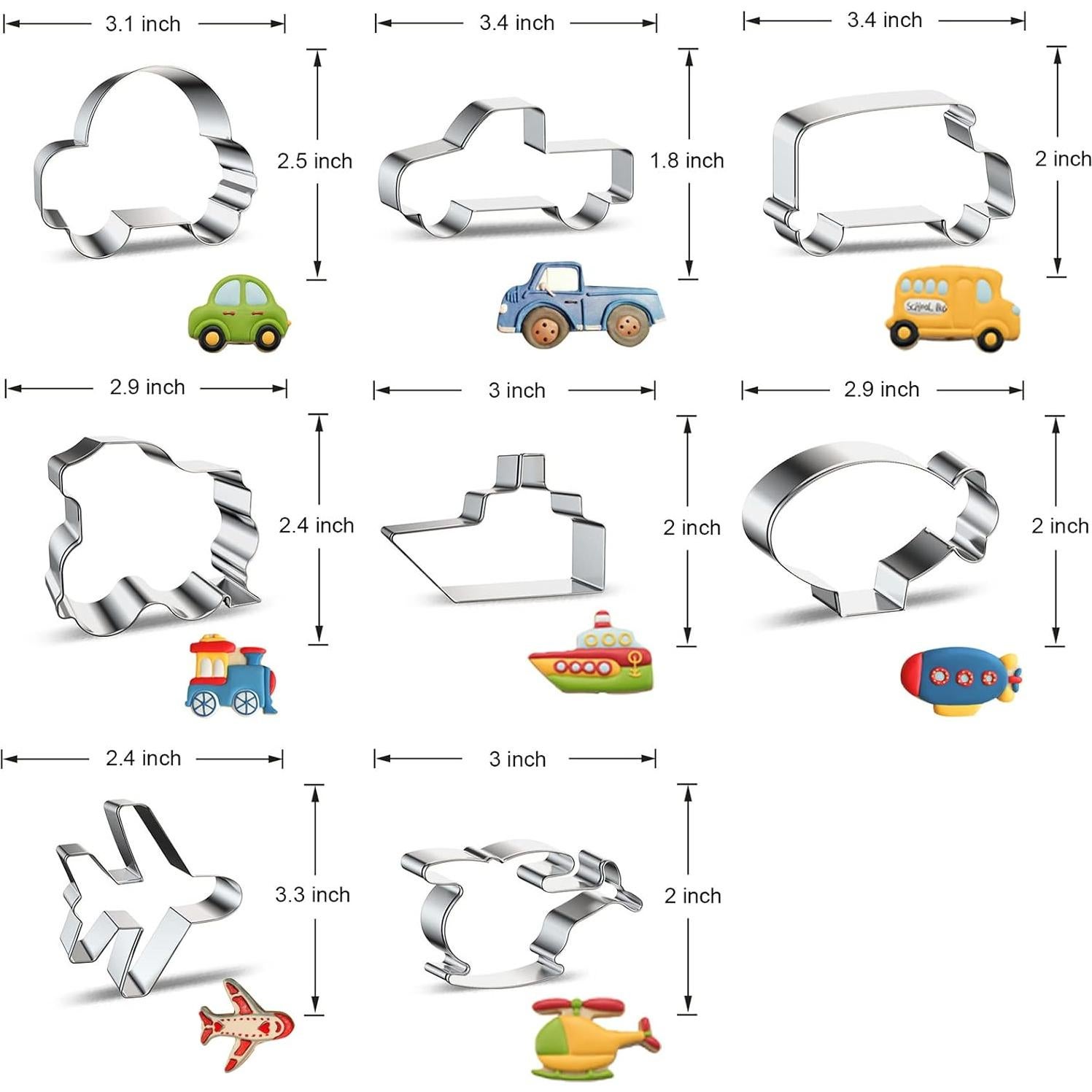 Juego de Cortadores de Galletas Xzhloym 8 Piezas Vehículos