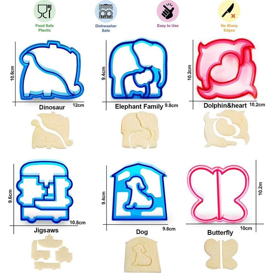 6 Cortadores de Sándwich para Niños HANHAN - Formas de Animales