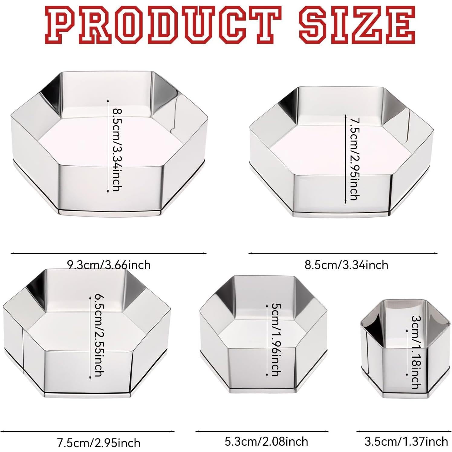 Juego de Cortadores de Galletas Hexagonales 5 Piezas Giantree