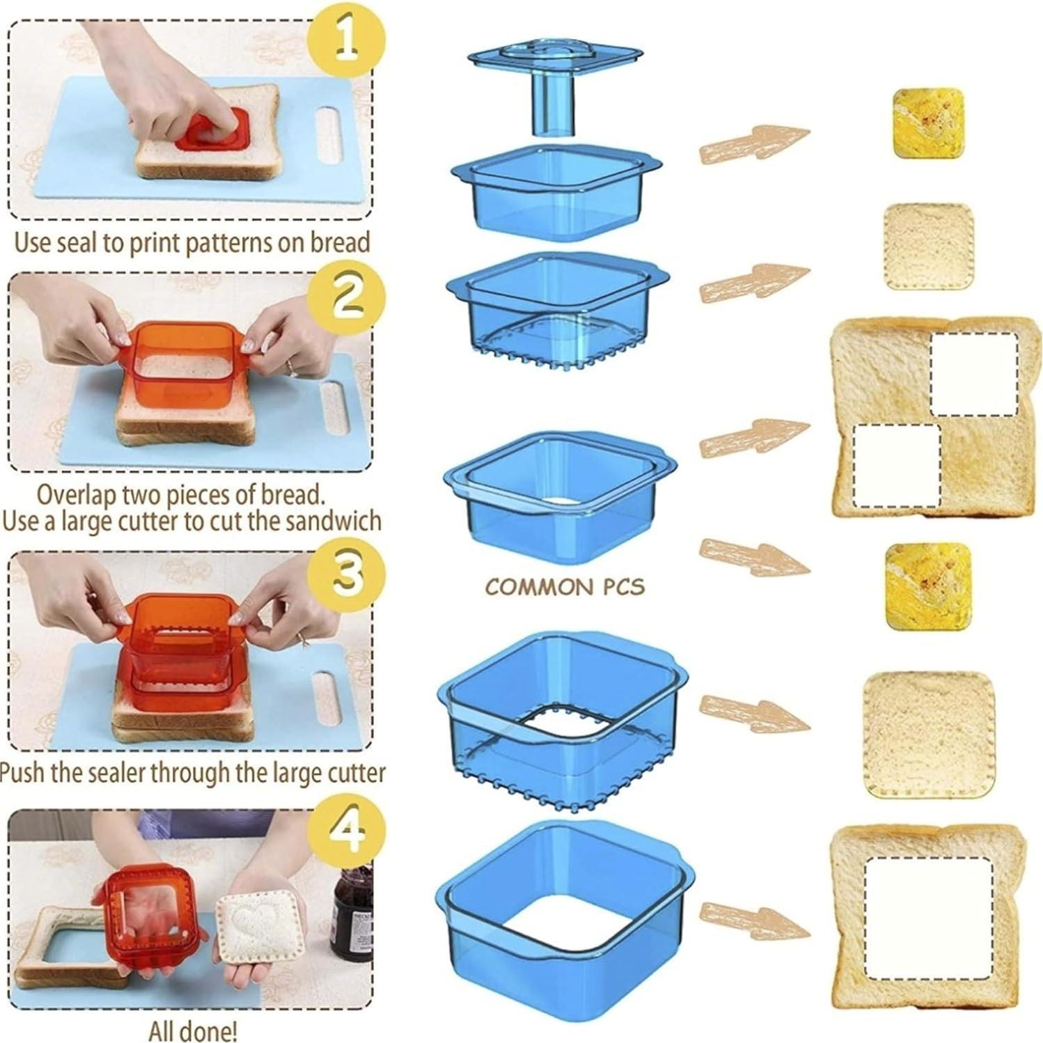 Cortador y Sellador de Sándwich Genérico 6 en 1 Azul