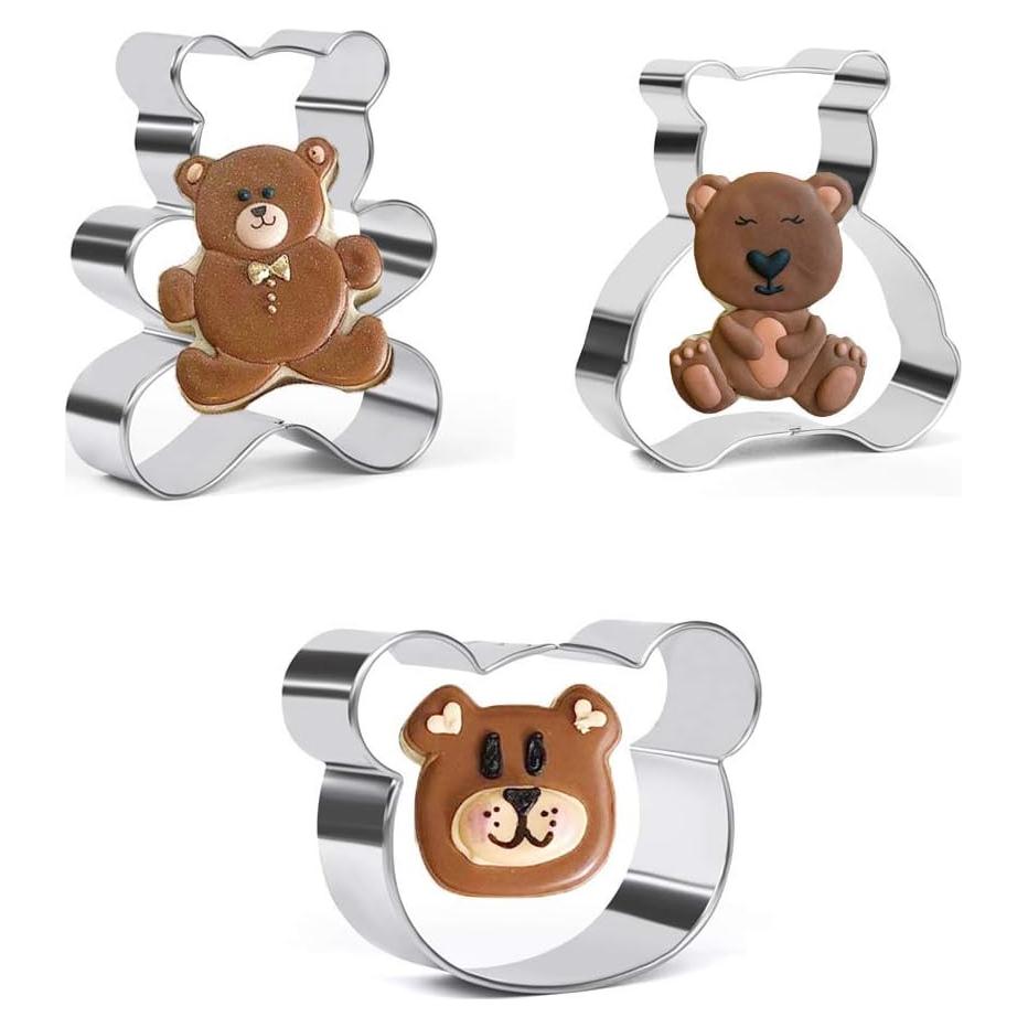 Cortadores de Galletas Osito Teddy Crethinkaty - 3 Piezas Acero Inoxidable