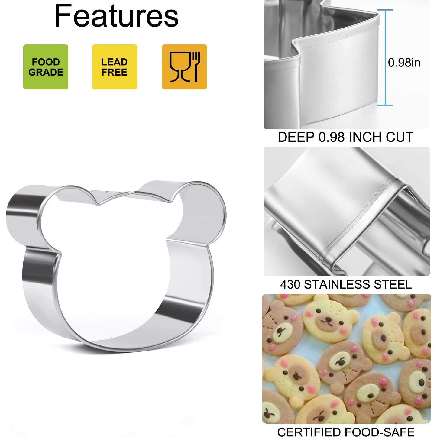 Cortadores de Galletas Osito Teddy Crethinkaty - 3 Piezas Acero Inoxidable