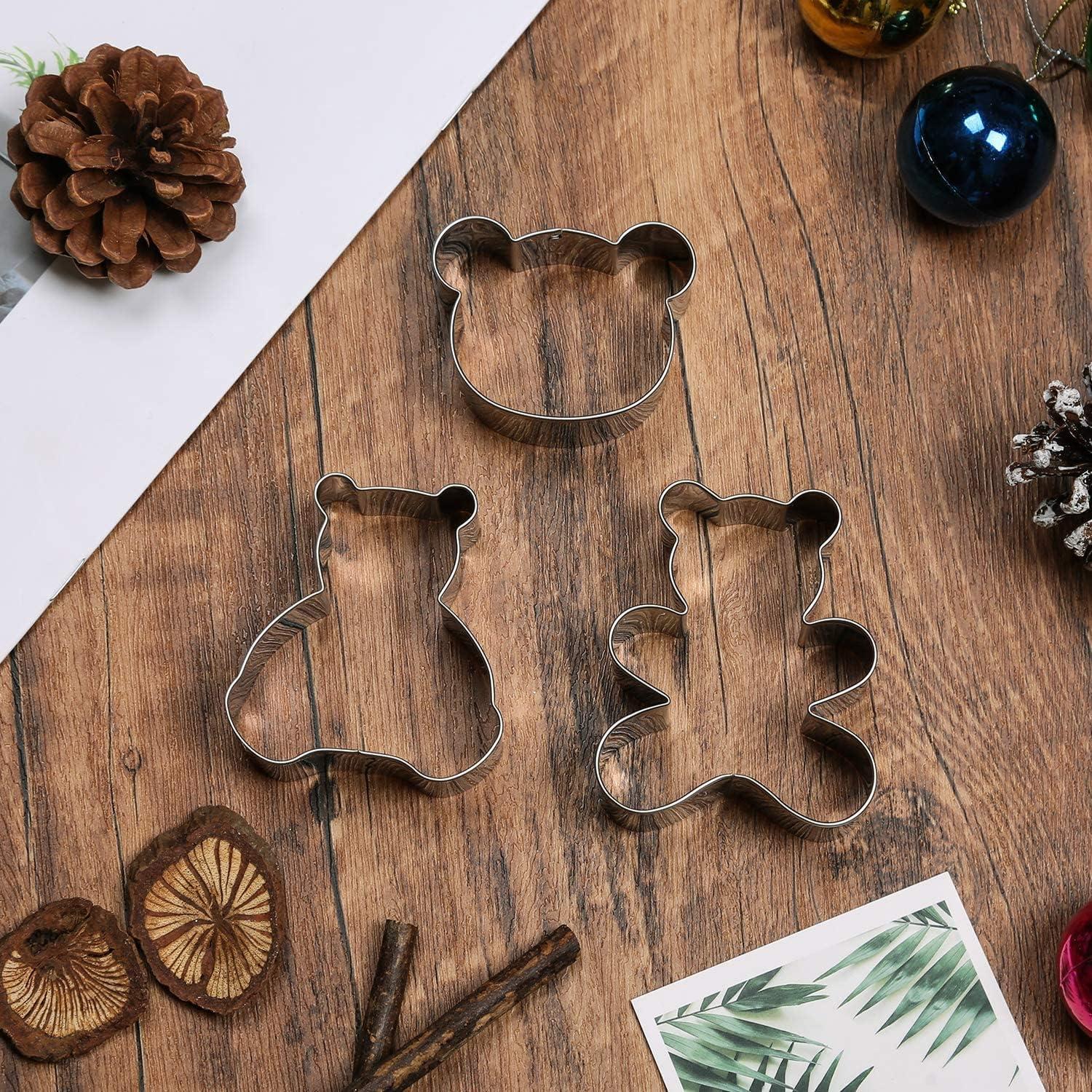 Cortadores de Galletas Osito Teddy Crethinkaty - 3 Piezas Acero Inoxidable