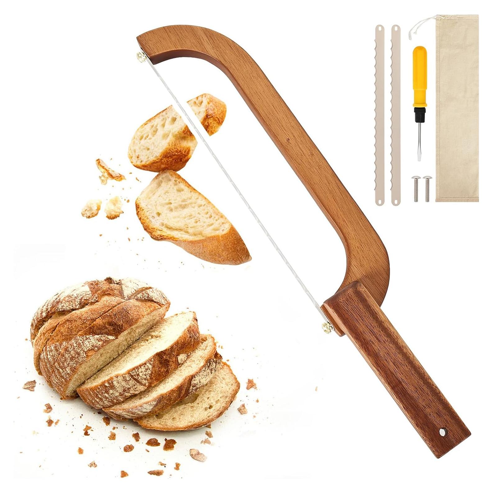 Cortador de Pan Hushiseek 40 cm Acero Inoxidable y Madera