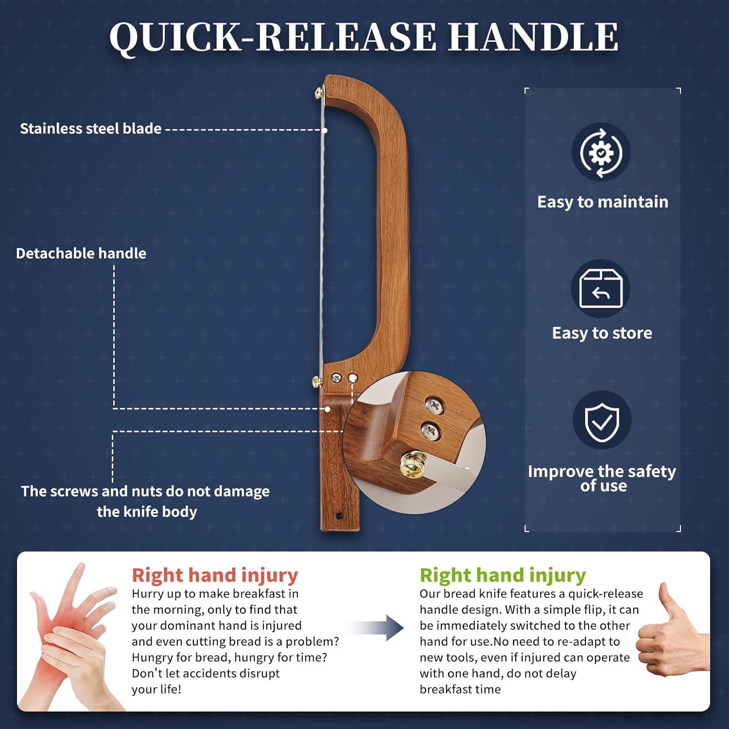 Cortador de Pan Hushiseek 40 cm Acero Inoxidable y Madera