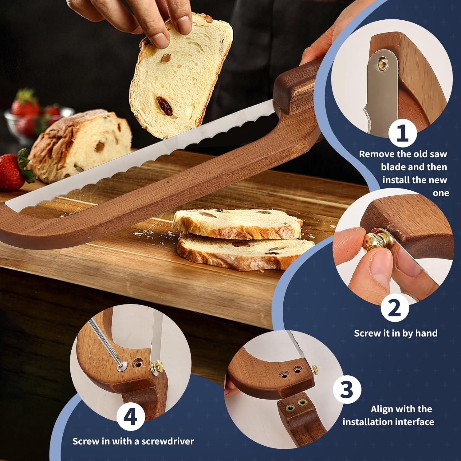 Cortador de Pan Hushiseek 40 cm Acero Inoxidable y Madera