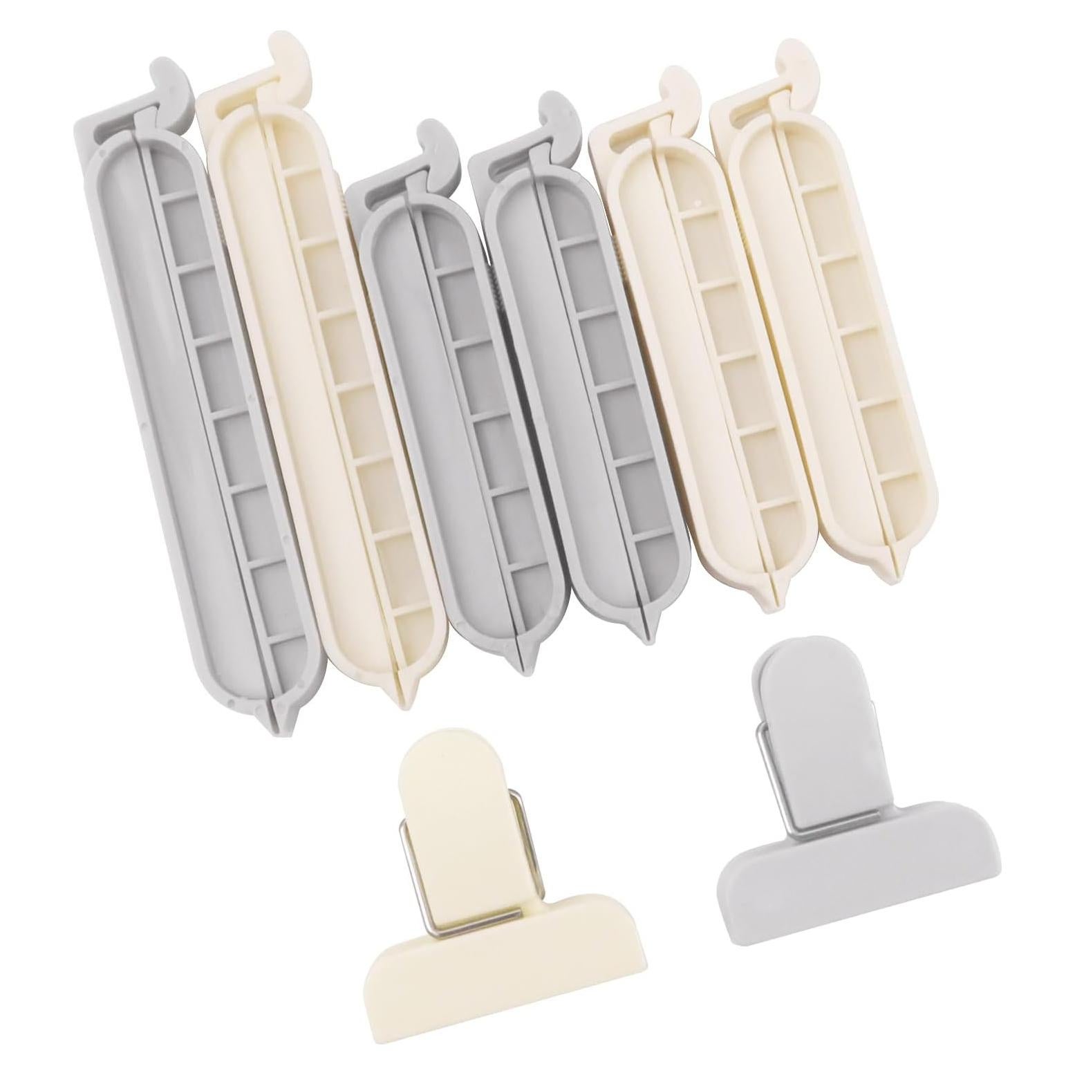 8 Pack Bread Bag Closers, Two Types Food Clips, Piping Bag Clips for Food Packages and Sealing Bags, Gray and White