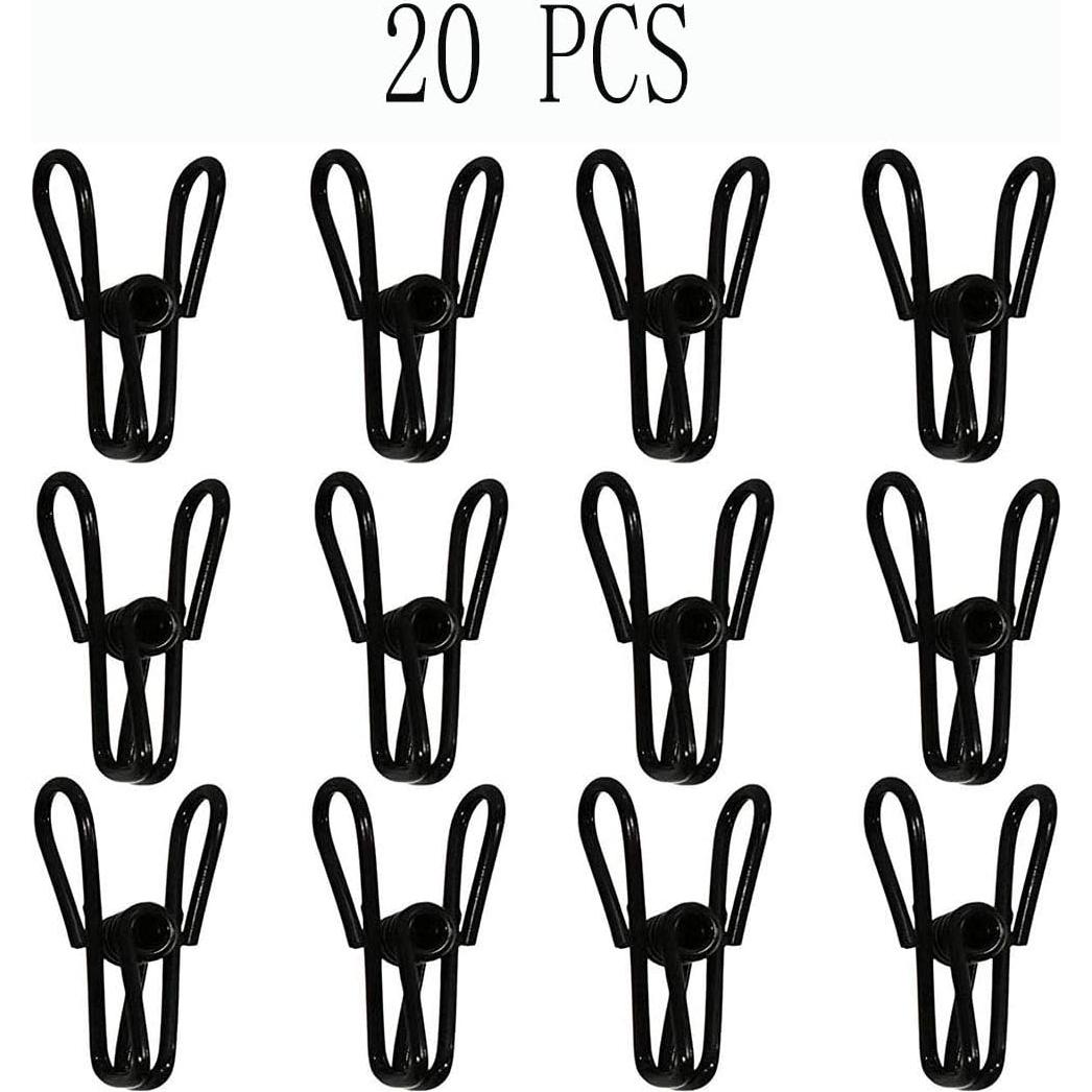 20 Clips de Metal Yansanido 5.08 cm Negros Alta Elasticidad