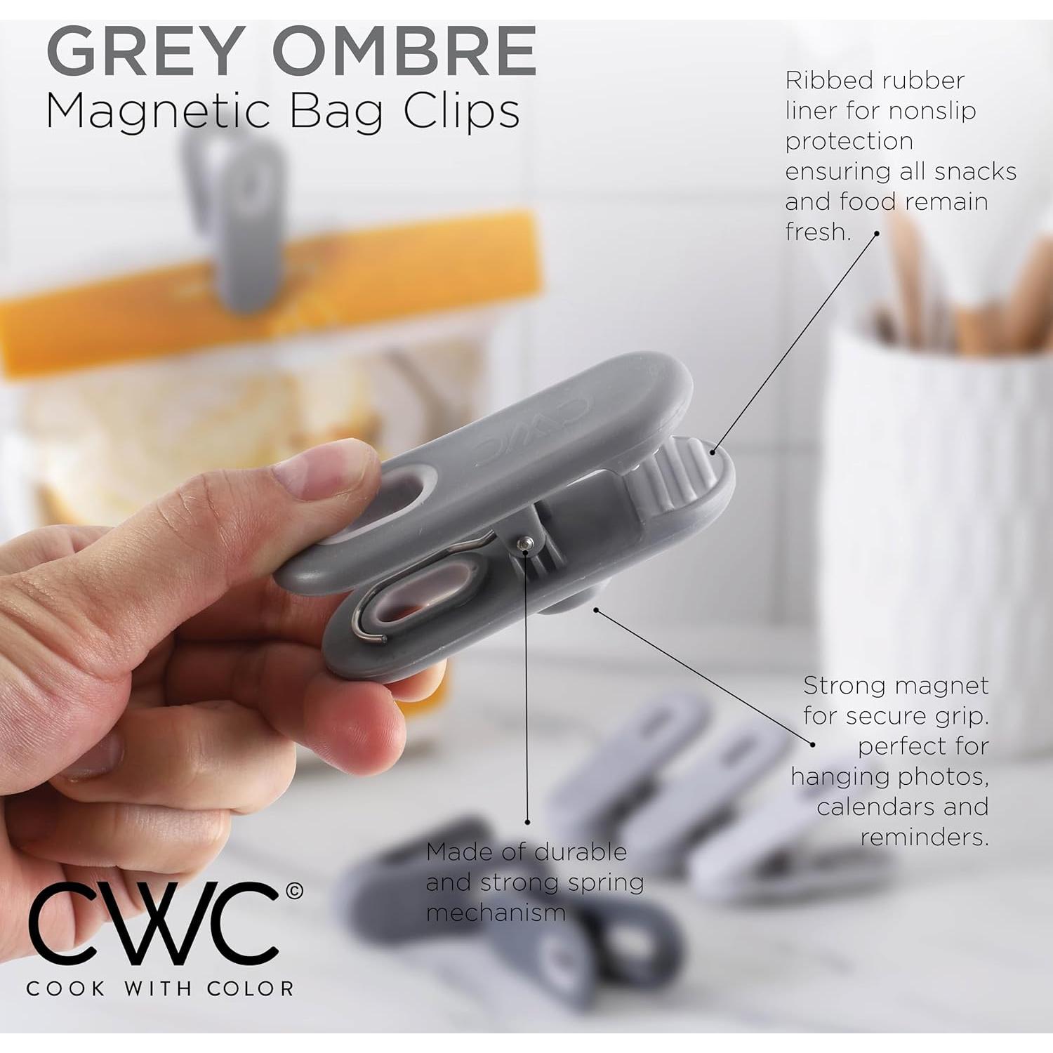 Clips para Bolsas COOK WITH COLOR 10 Piezas con Imán - Gris