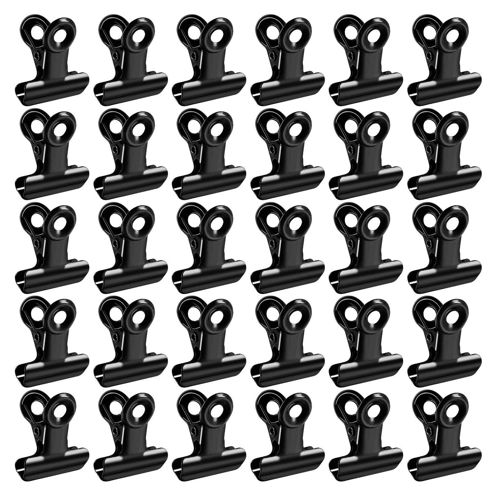 100 Clips Metálicos Bulldog Boao 2.21 cm Negros para Organizar