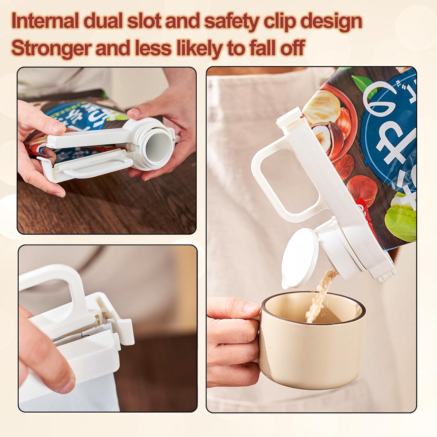 4 Clips de Sellado de Bolsa de Comida NatldGs - PP Blanco