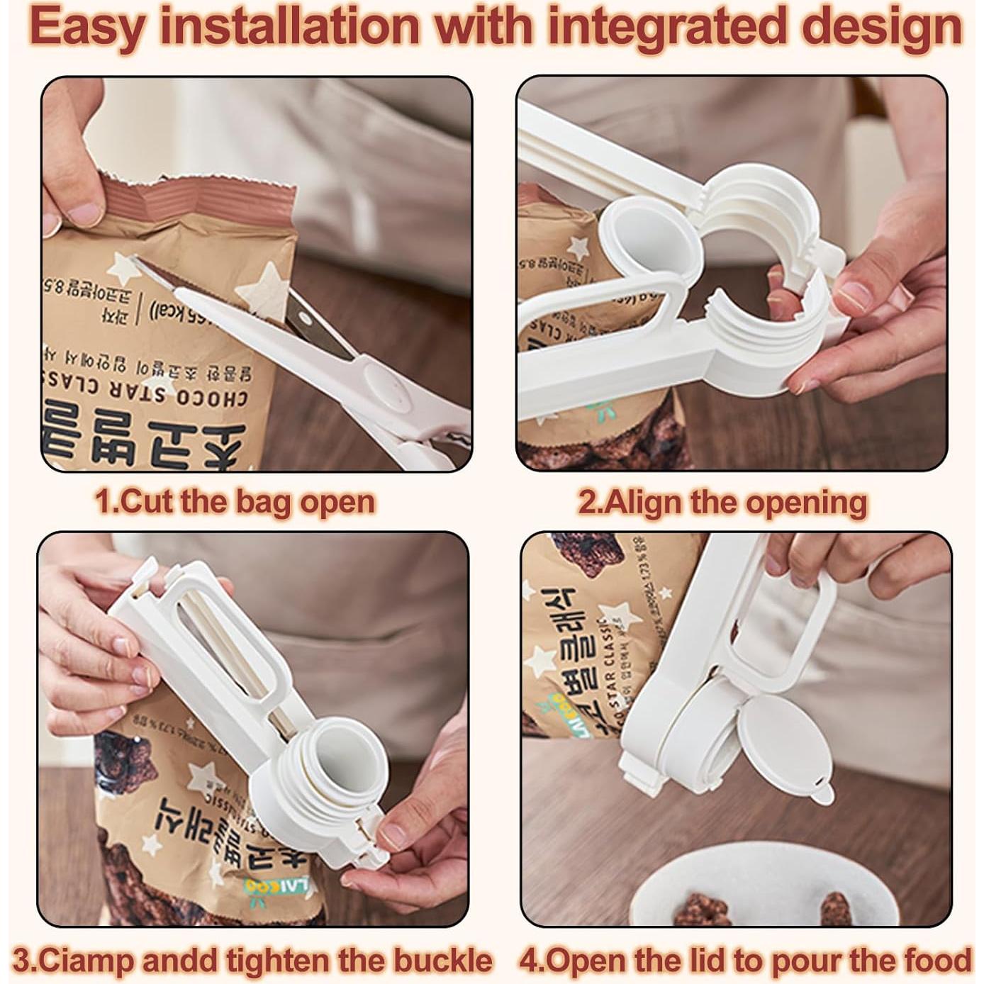 4 Clips de Sellado de Bolsa de Comida NatldGs - PP Blanco