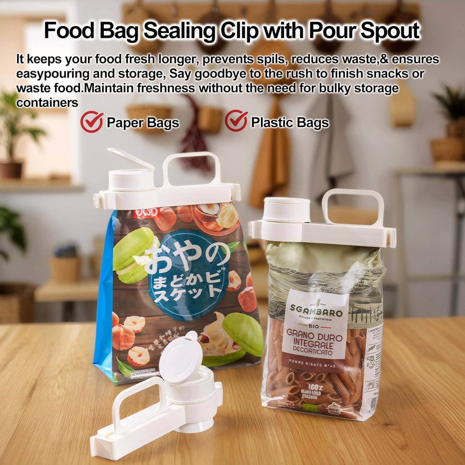 4 Clips de Sellado de Bolsa de Comida NatldGs - PP Blanco