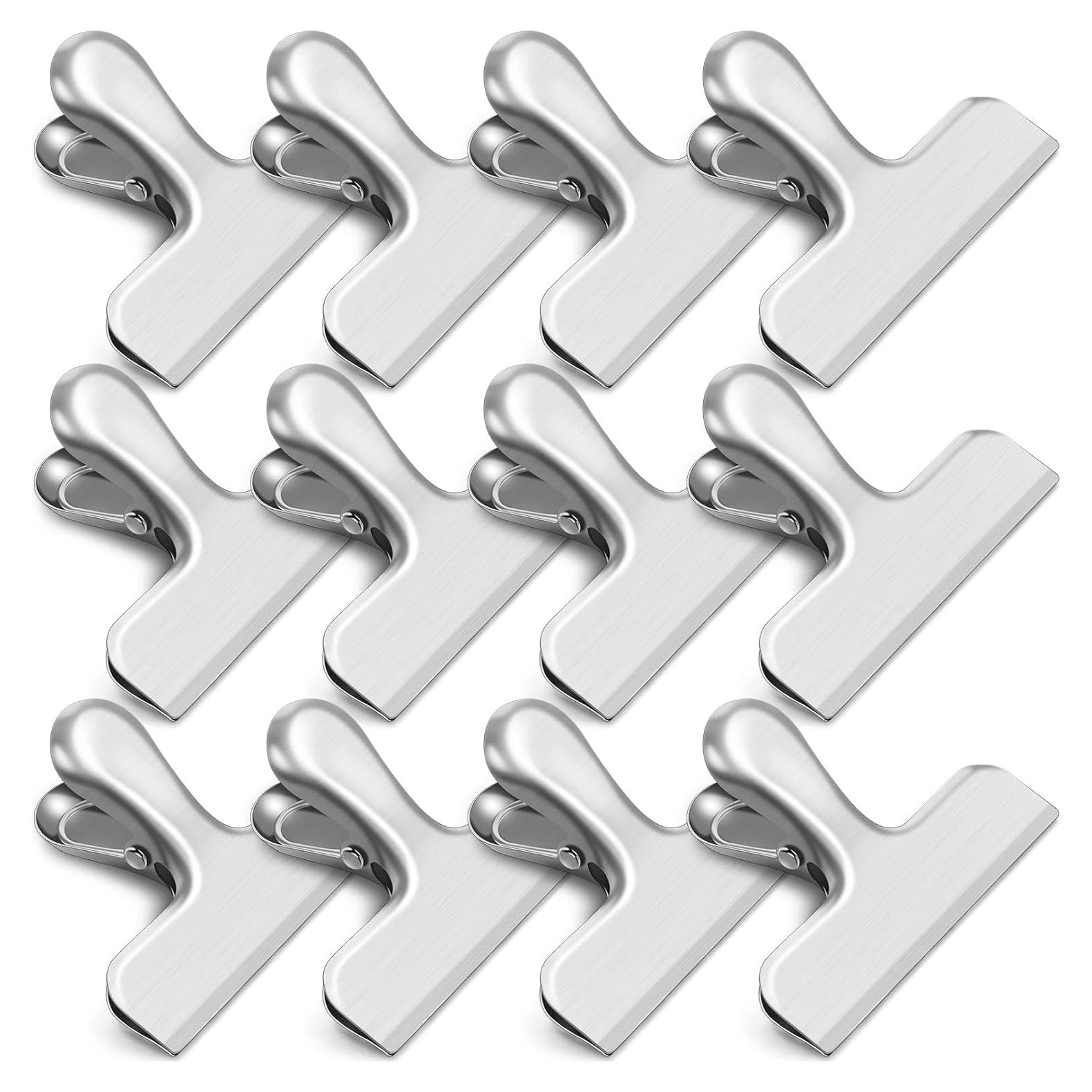 Paquete de 12 Clips de Acero Inoxidable para Alimentos - Plata