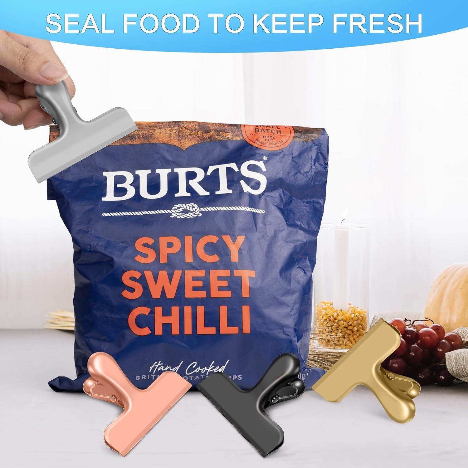 Paquete de 12 Clips de Acero Inoxidable para Alimentos - Plata