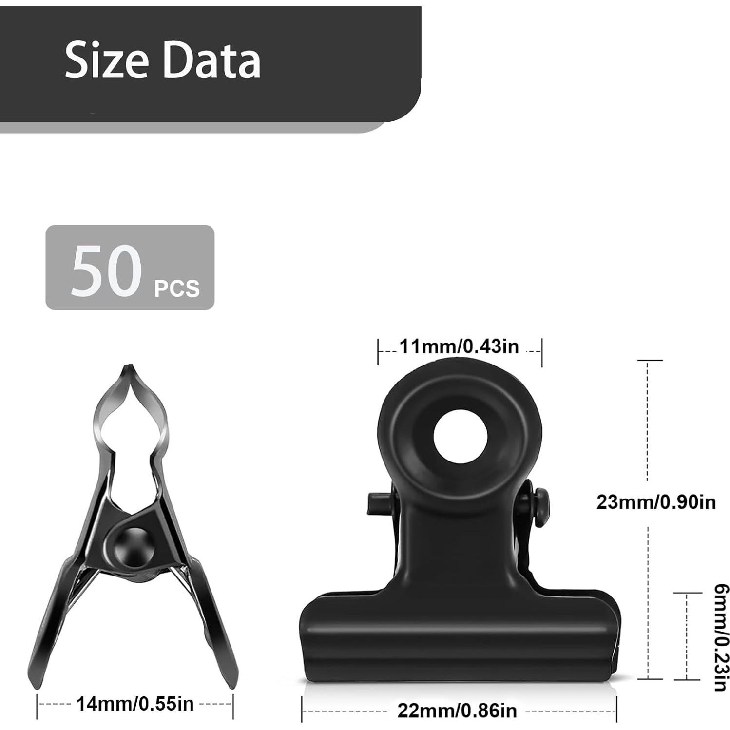 50 Clips de Bulldog de Metal DXMWWTP 22 mm Negros