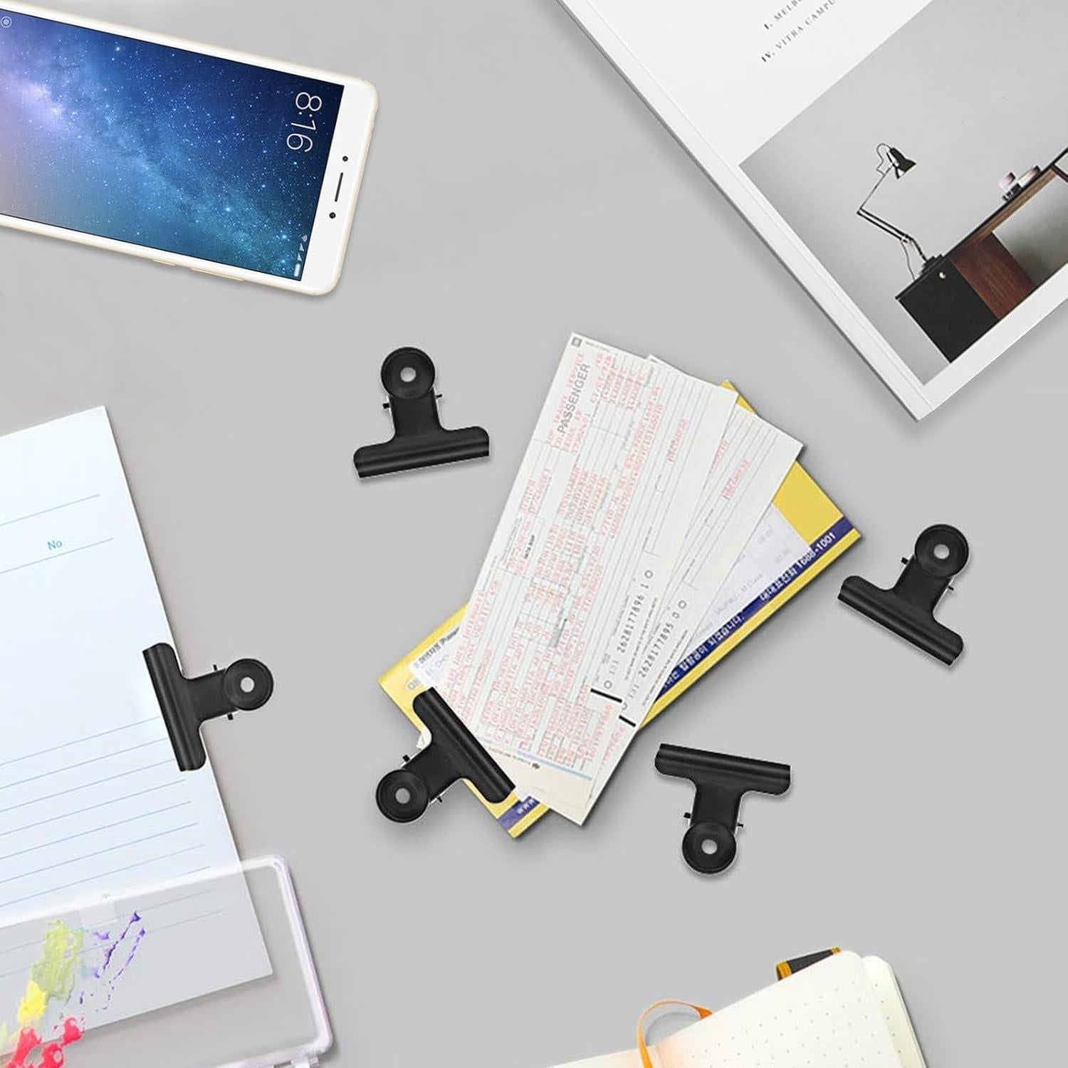 50 Clips de Bulldog de Metal DXMWWTP 22 mm Negros