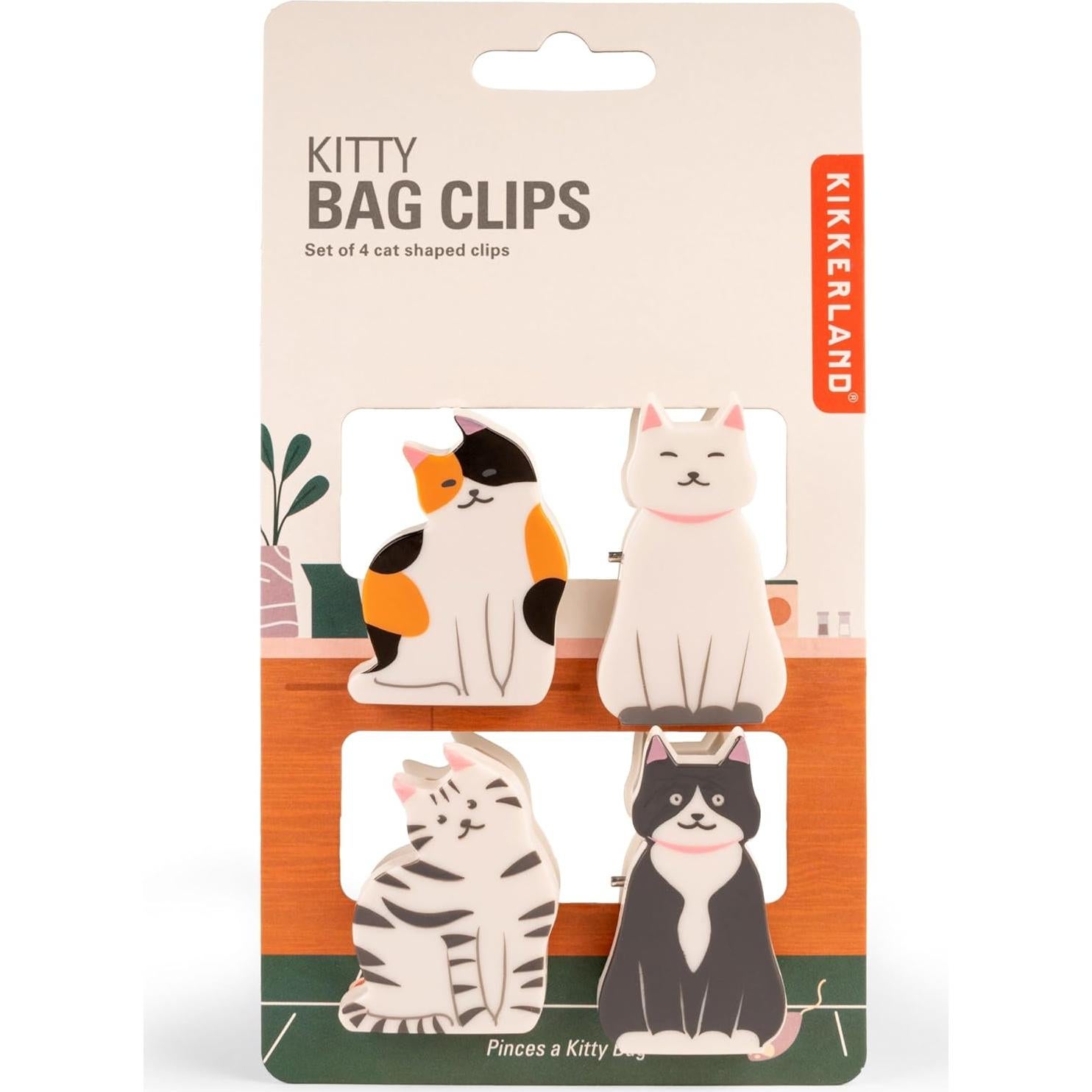 Clips para Bolsas Kikkerland Gatitos - Set de 4 Piezas