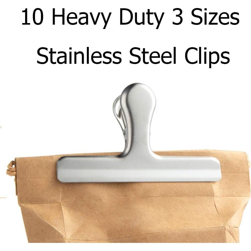 Clips de Bolsa de Acero Inoxidable CNYMANY 10 Pcs 3 Tamaños