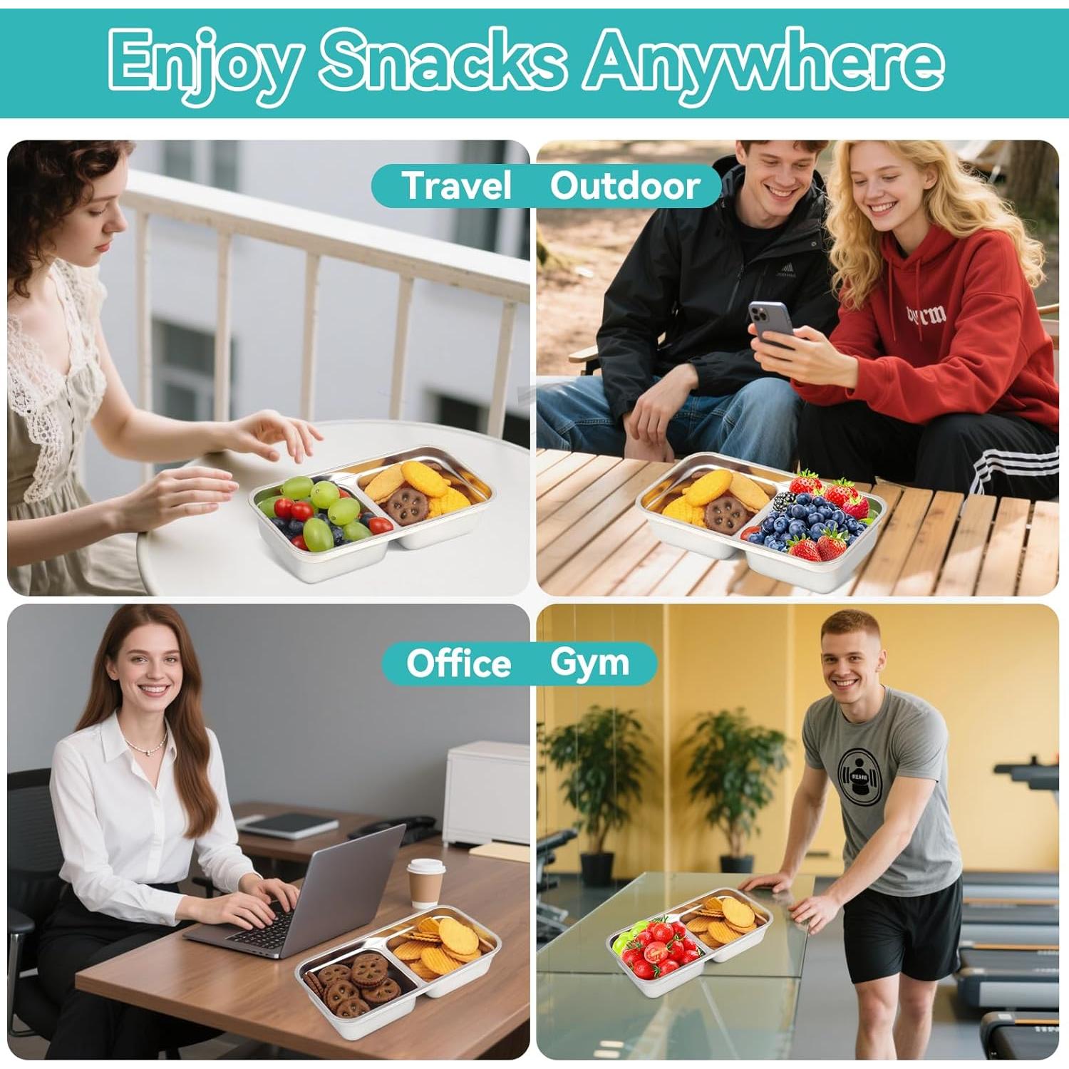 Contenedores de Aperitivos Reutilizables Sweet Cute 2 Pzs Acero Inoxidable