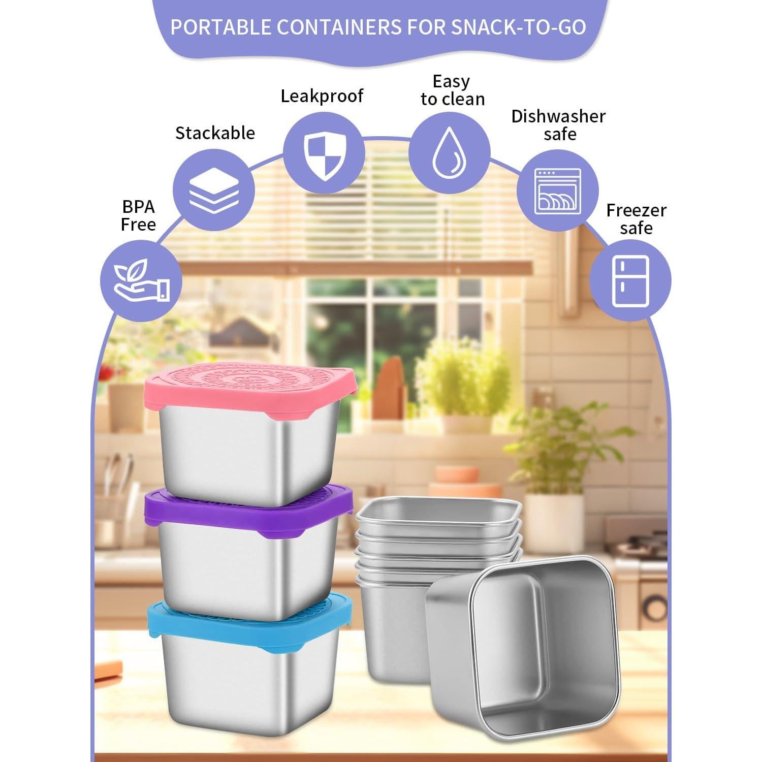 Contenedores de Snack Atecare 8 Piezas 170g Acero Inoxidable