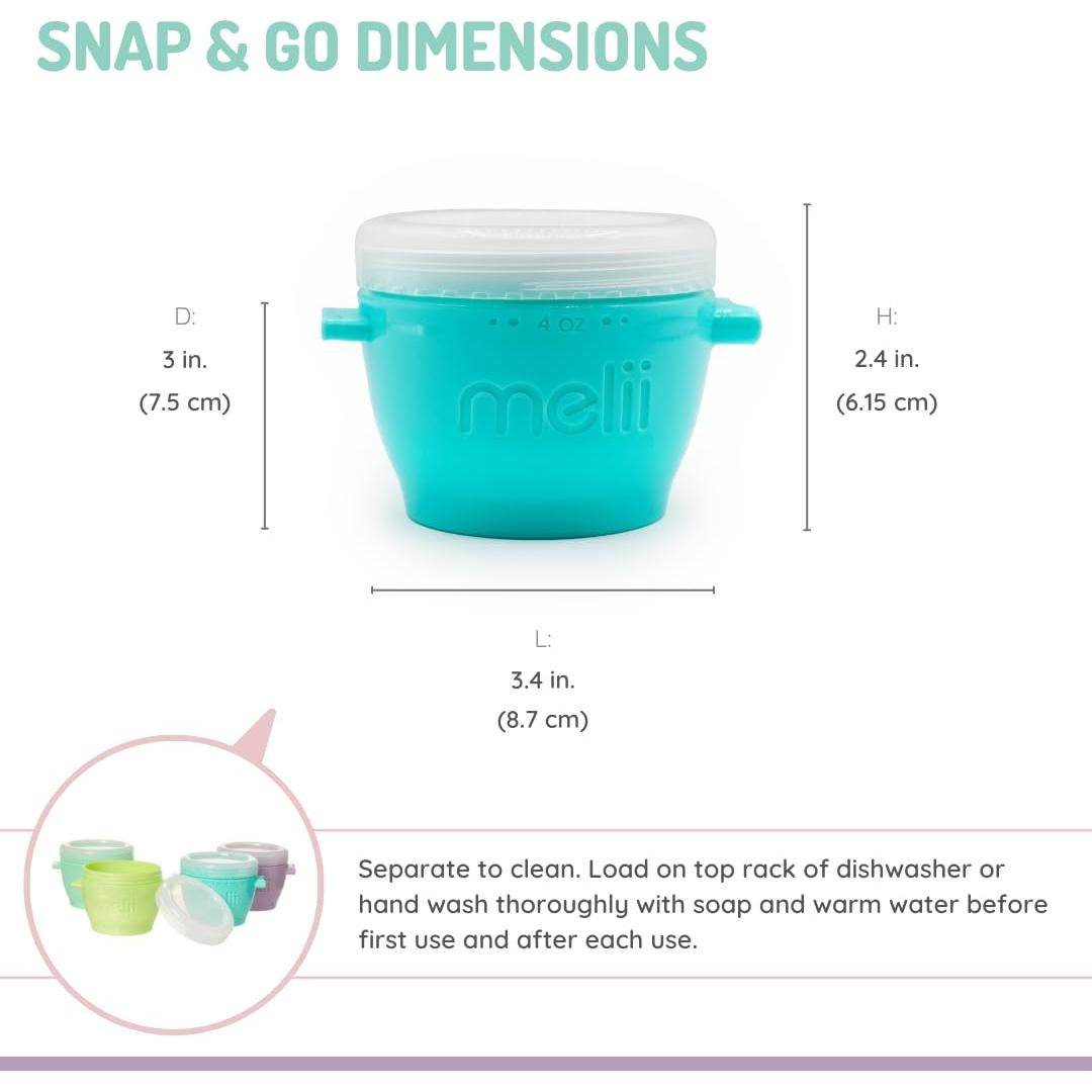 Contenedores de Almacenamiento Melii Snap & Go 4 oz - 8 Piezas