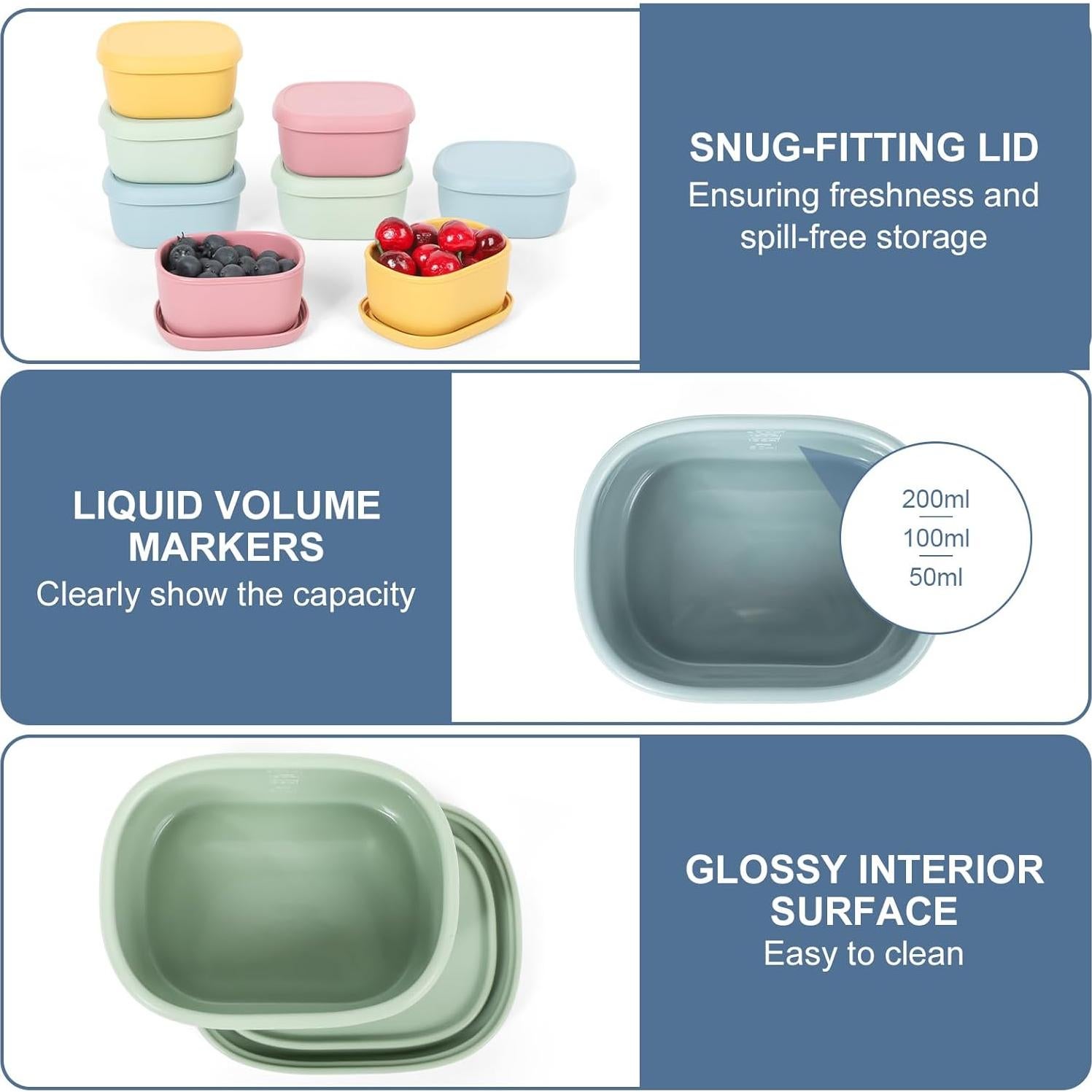 8 Contenedores de Silicona 300 ml AOEDEO para Snacks Niños