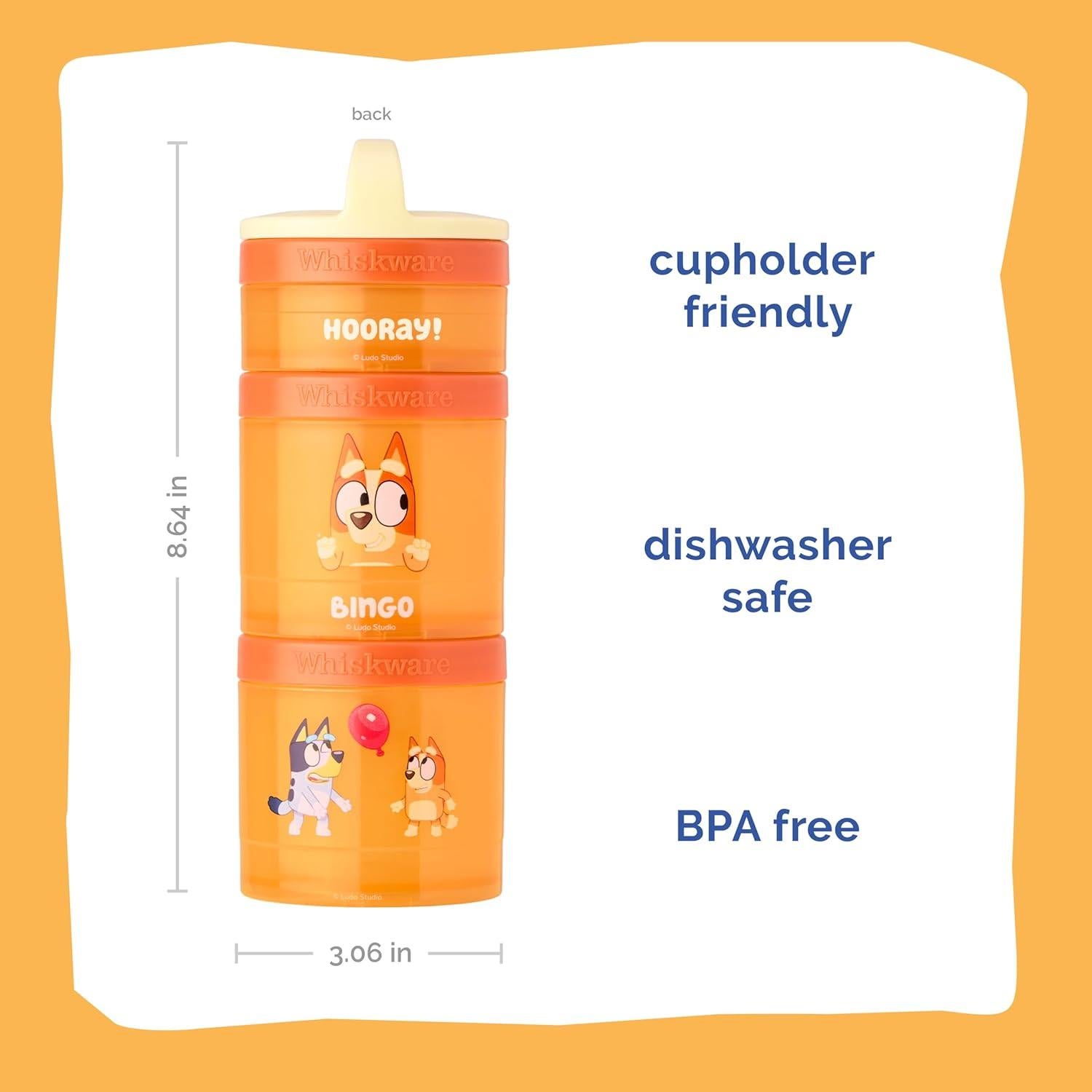 Contenedores apilables Whiskware Bluey 3 tazas para refrigerios