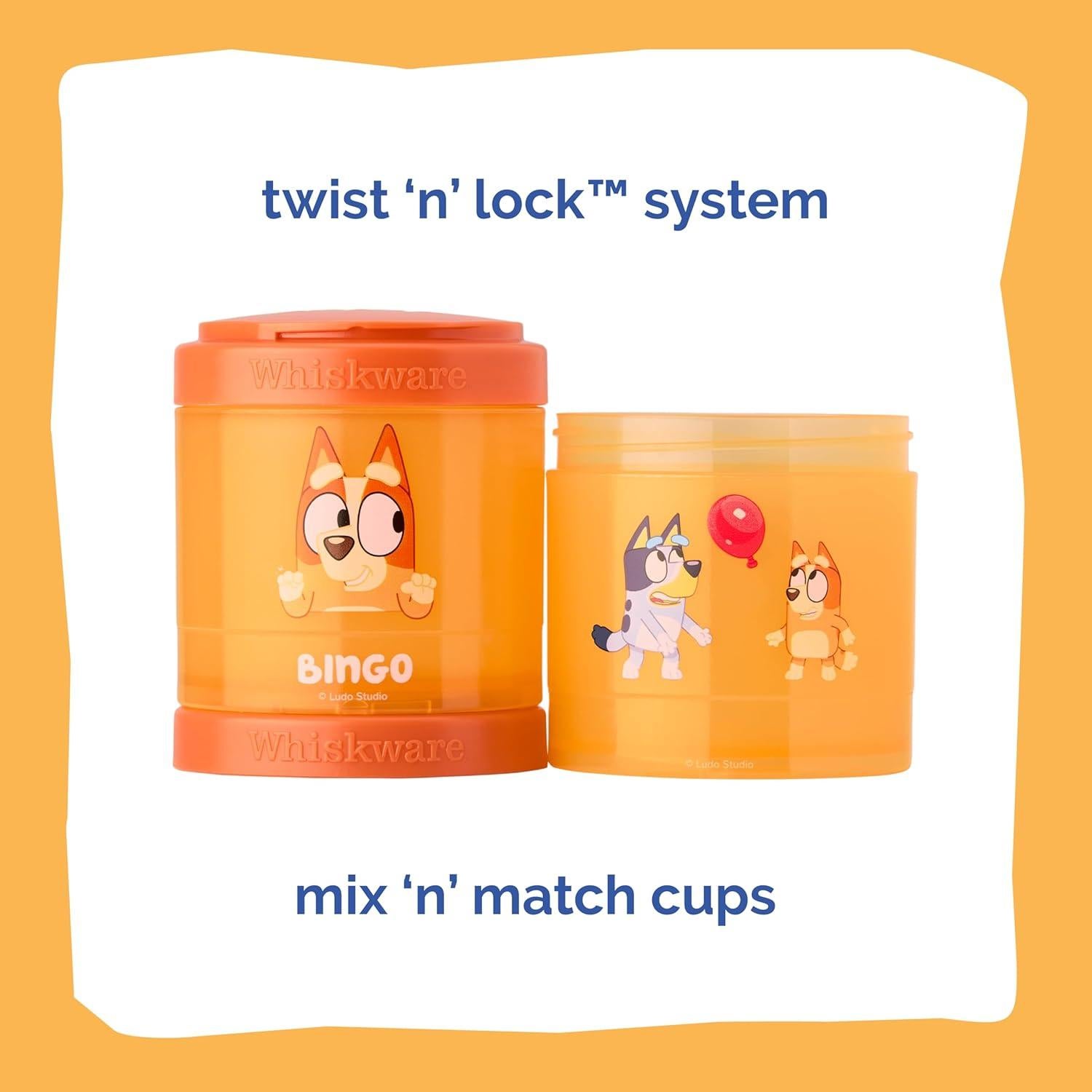 Contenedores apilables Whiskware Bluey 3 tazas para refrigerios