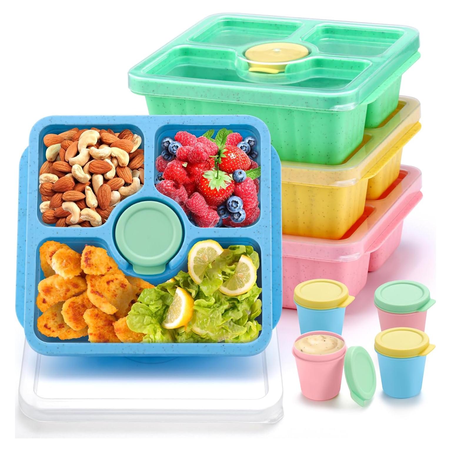 QQKO Caja Bento 4 Pzs 550ml Apilable Apta Microondas