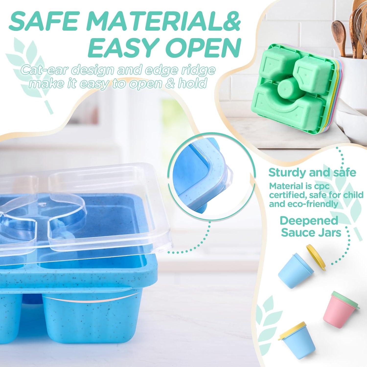 QQKO Caja Bento 4 Pzs 550ml Apilable Apta Microondas