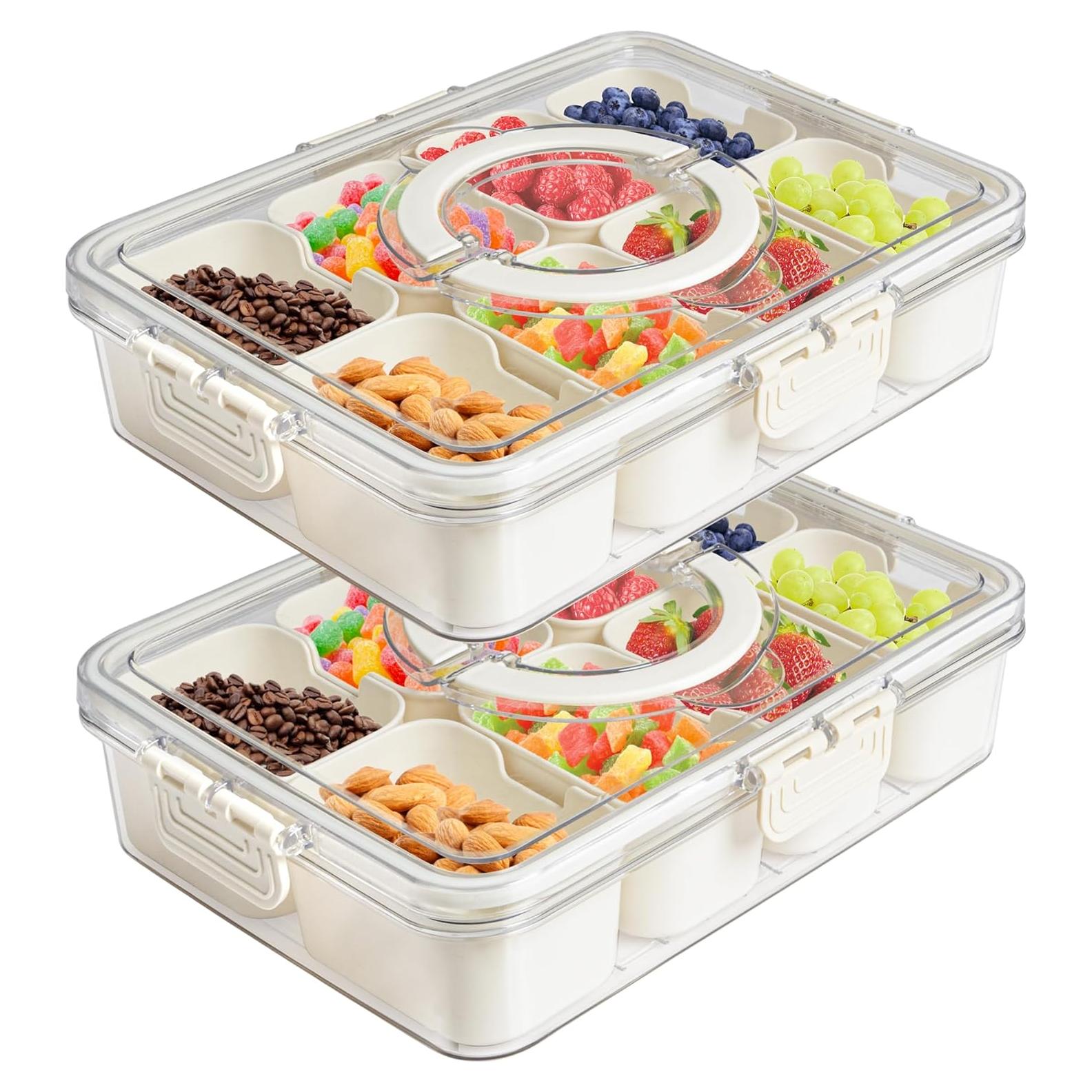 Bandeja de Verduras Eanpet 2 Pack con Tapa y 8 Compartimentos