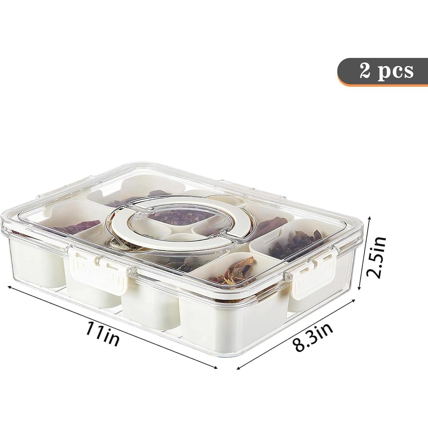 Bandeja de Verduras Eanpet 2 Pack con Tapa y 8 Compartimentos