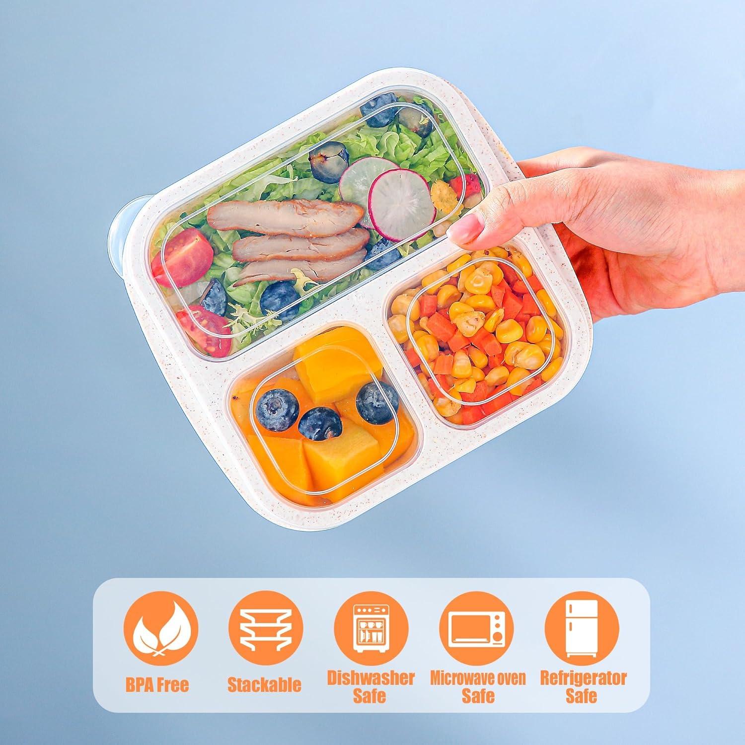 Caja Bento Reutilizable TOUWMX, 4 Contenedores 3 Compartimentos