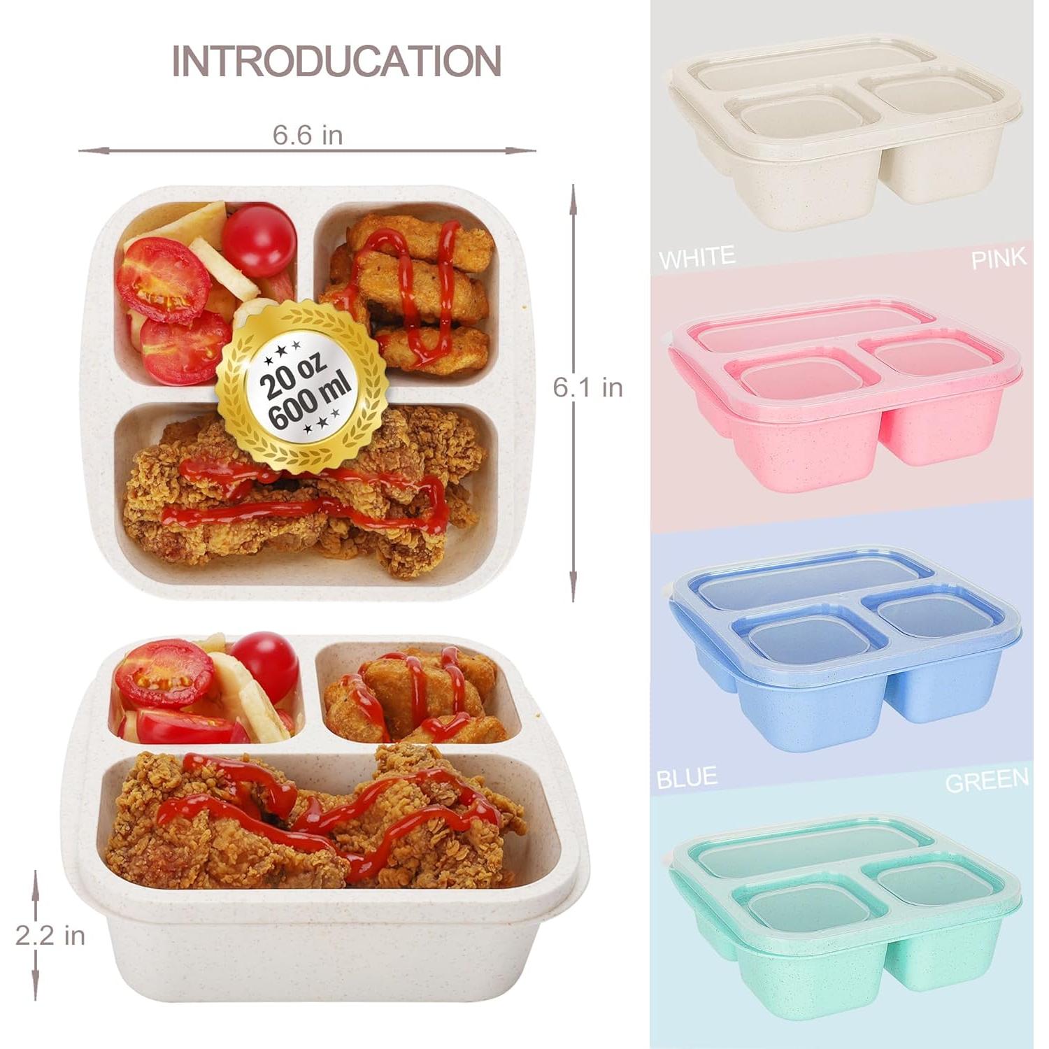 Caja Bento Reutilizable TOUWMX, 4 Contenedores 3 Compartimentos