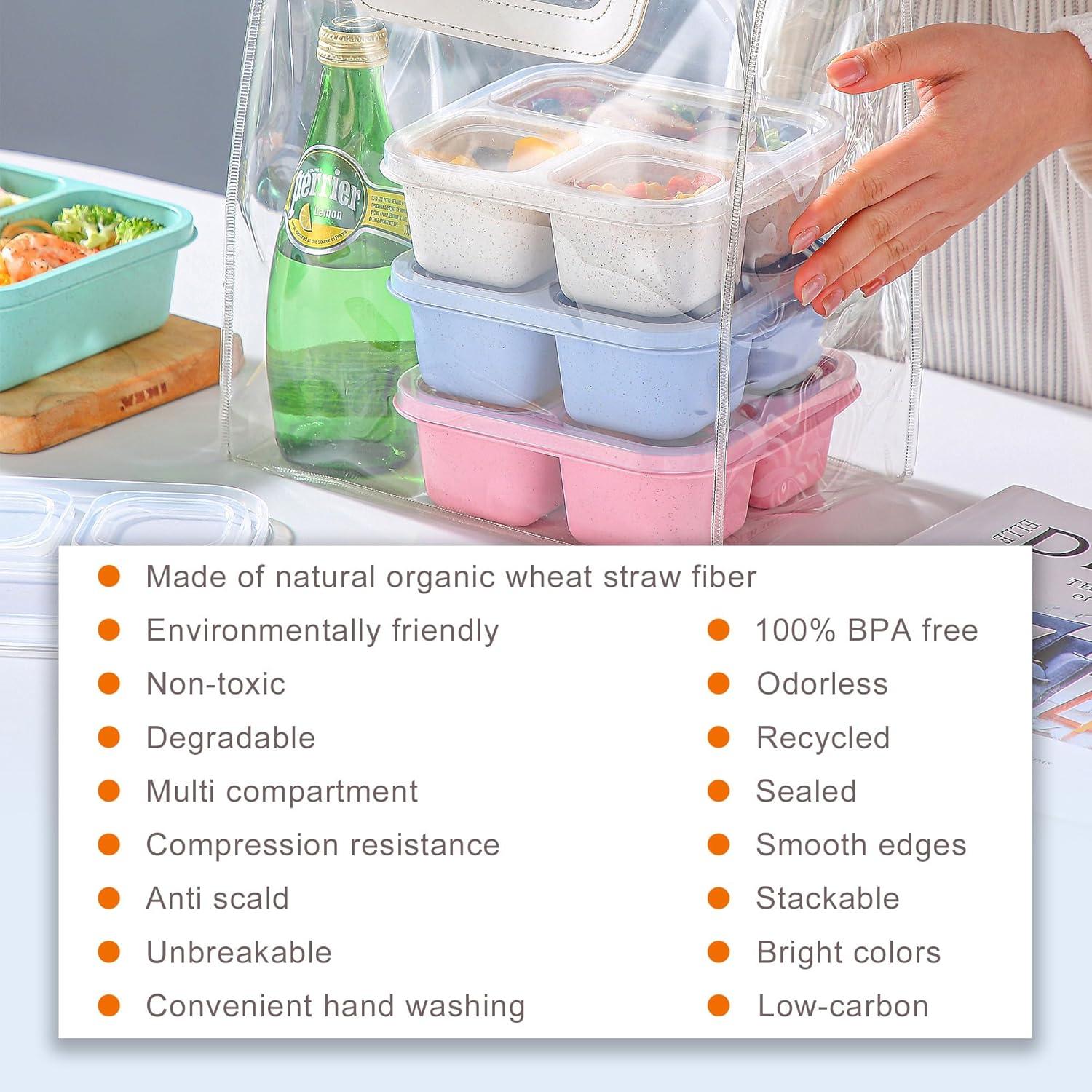 Caja Bento Reutilizable TOUWMX, 4 Contenedores 3 Compartimentos